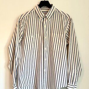 Vintage Yves Saint Laurent White and Blue Pinstripe Shirt